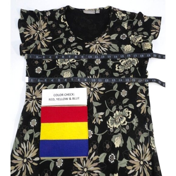 CROFT & BARROW black, off- white & green 100% polyester women's dress size 10 - Picture 2 of 3